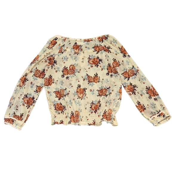 Decree Women Medium Boho Floral Peasant Cottagecore Sheer Long Sleeve Blouse - Picture 3 of 10